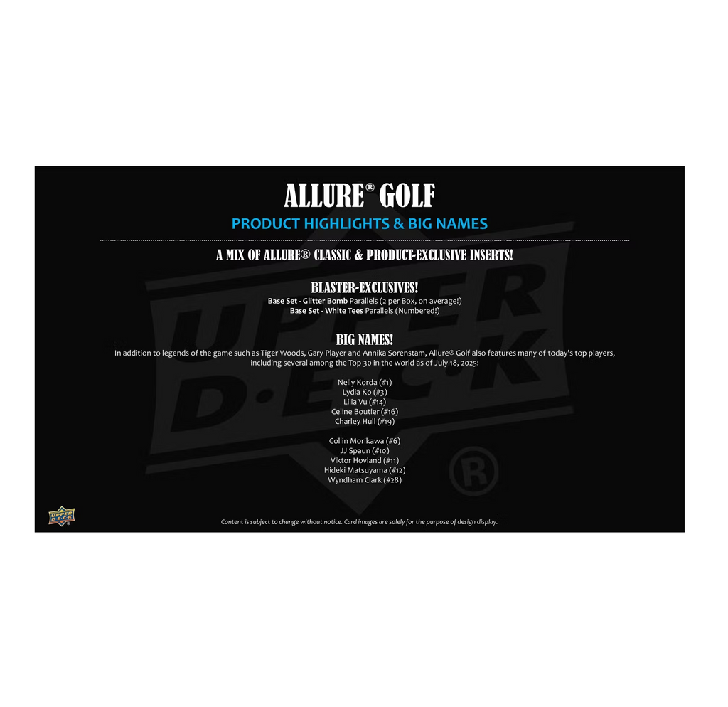 2026 Upper Deck Allure Golf Blaster 20-Box Case