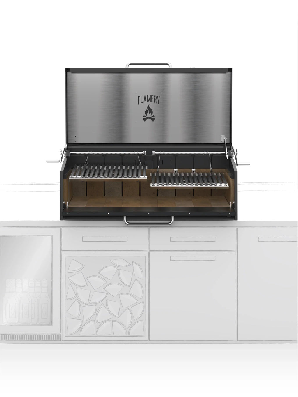 Flamery Large Asado BBQ with Split Grill and Firebox