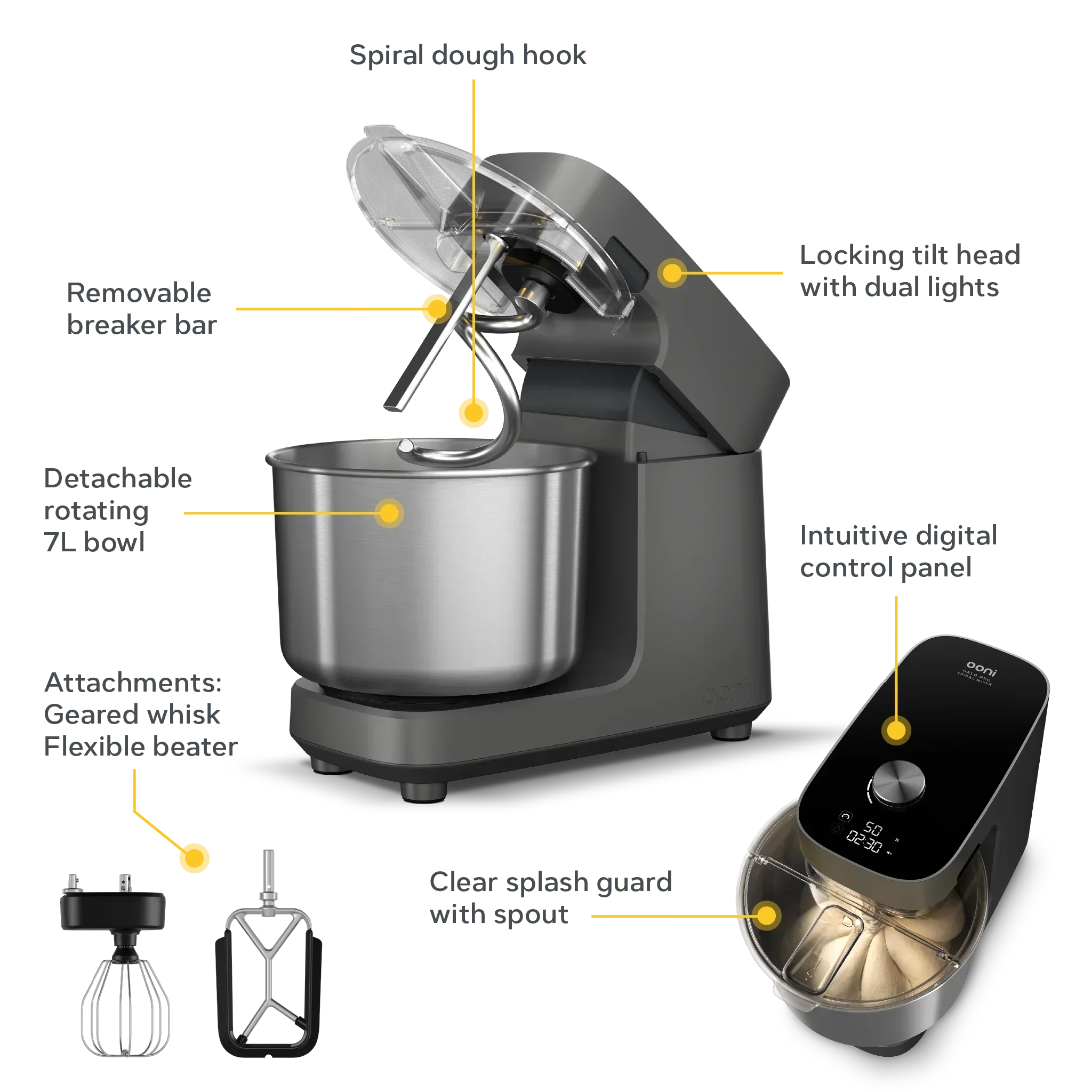 Ooni Halo Pro Spiral Mixer - Polar White